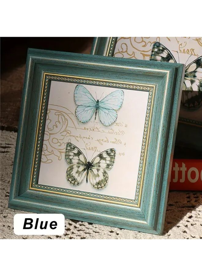Blue Rustic Photo Frame for Desk or Wall Mounting Ideal Gift for Valentine Mother Day Thanksgiving Christmas - Image 1